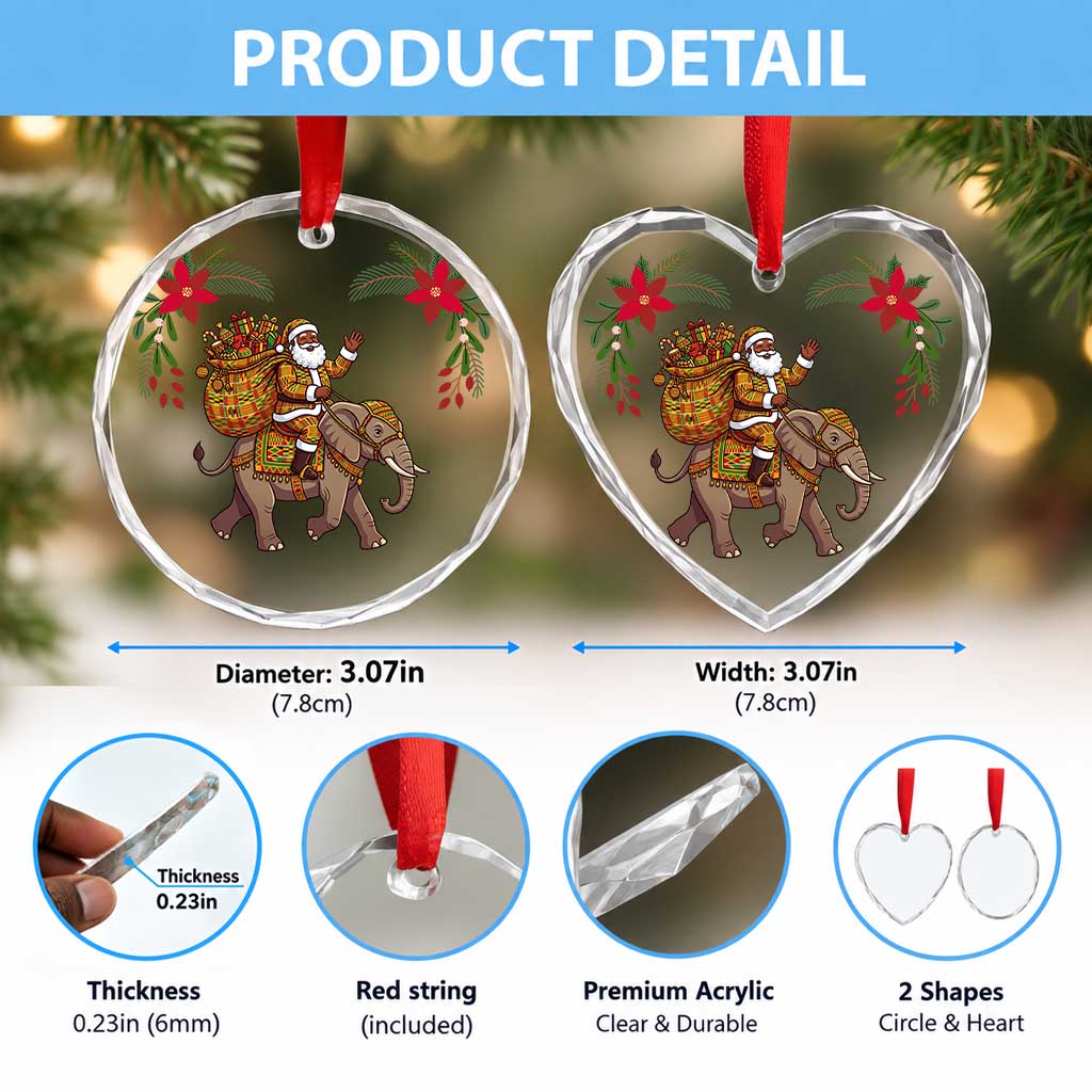 Ghana Christmas Glass Ornament Santa African Elephant