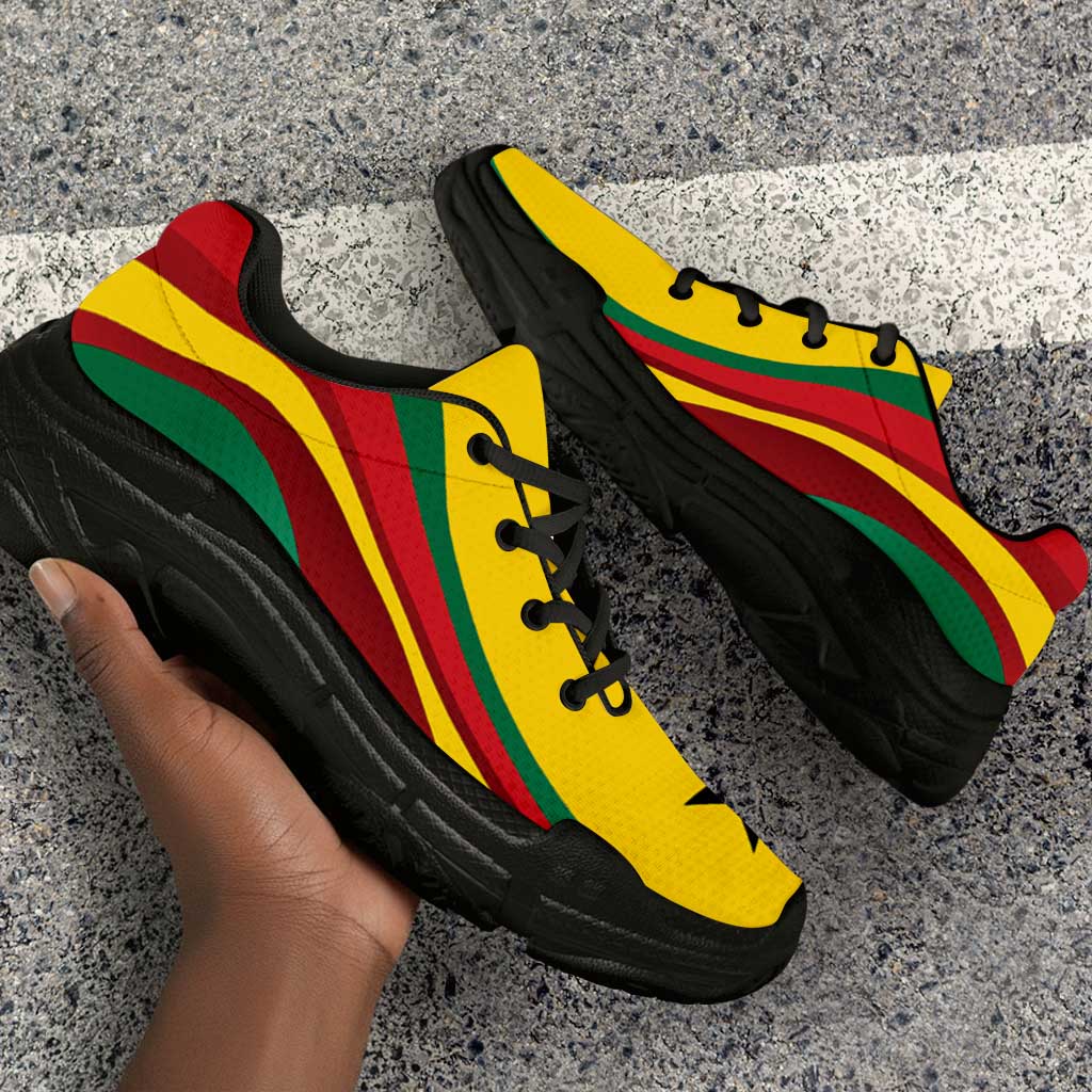 Ghana Football Chunky Sneakers Flag-Inspired Curve Style