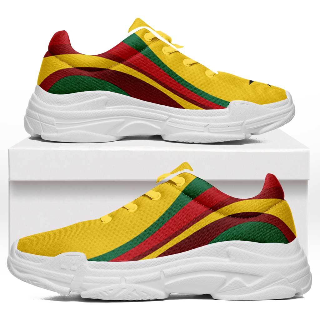 Ghana Football Chunky Sneakers Flag-Inspired Curve Style