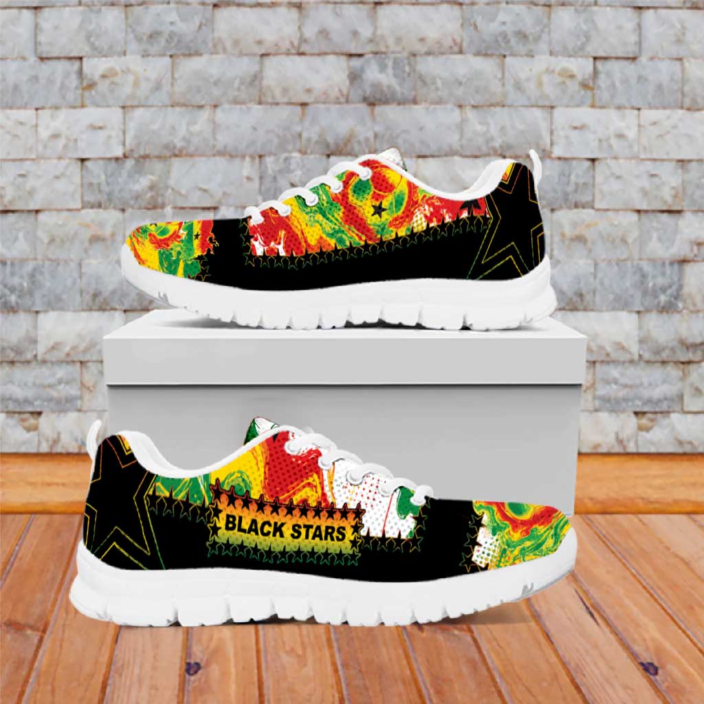 Ghana Football Sneakers African Pride Flag Colors Flame
