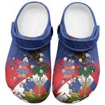 Haiti Flag Day Clogs Shoes Haitian Blood American Heart Eagle With Flag