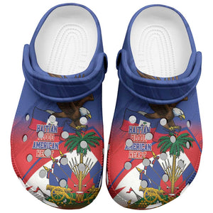 Haiti Flag Day Clogs Shoes Haitian Blood American Heart Eagle With Flag
