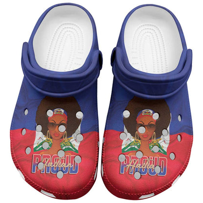 Haiti Flag Day Clogs Shoes Haitian Women Proud Flag Wave Style