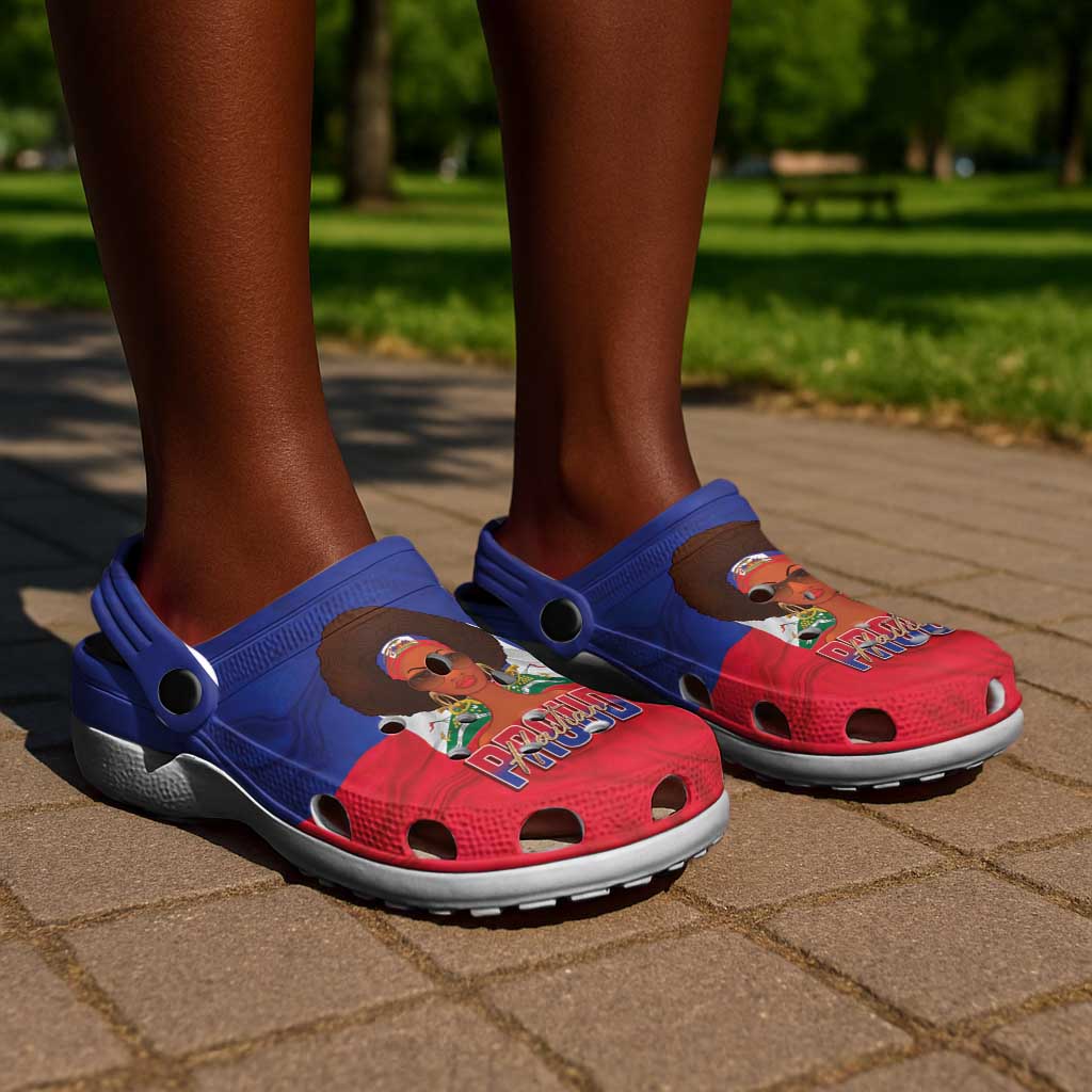 Haiti Flag Day Clogs Shoes Haitian Women Proud Flag Wave Style