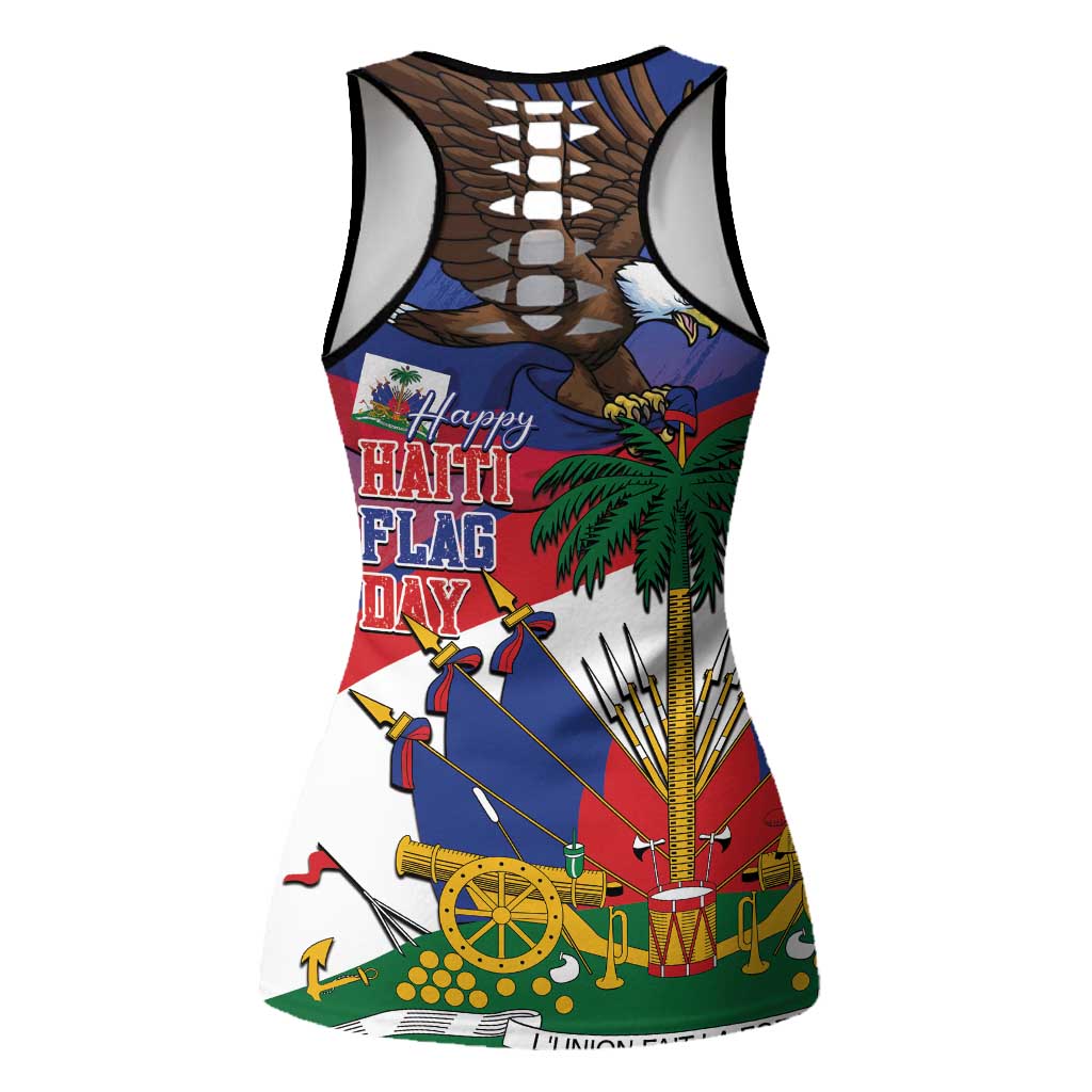 Haiti Flag Day Hollow Tank Top Haitian Blood American Heart Eagle With Flag