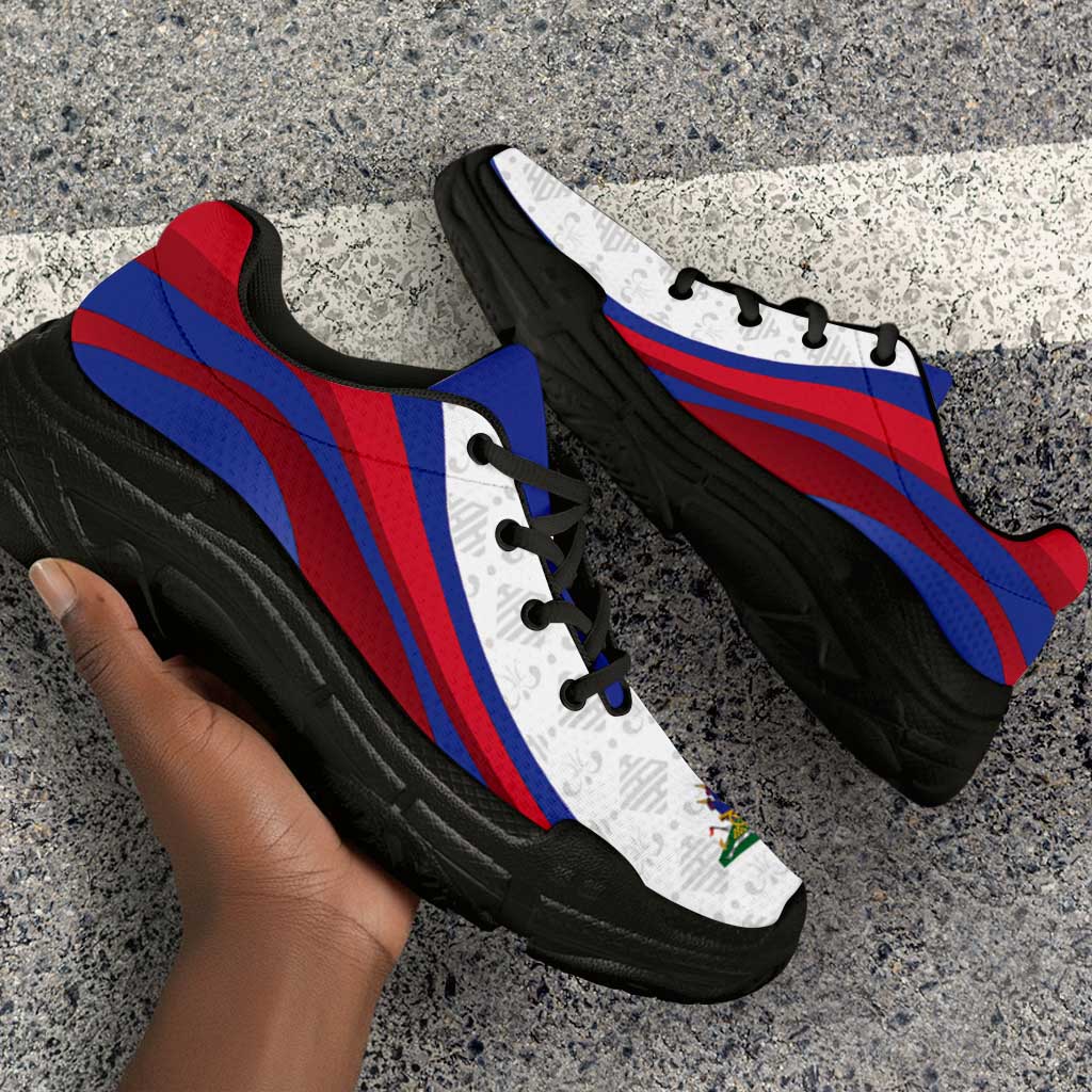 Haiti Football Chunky Sneakers Flag-Inspired Curve Style