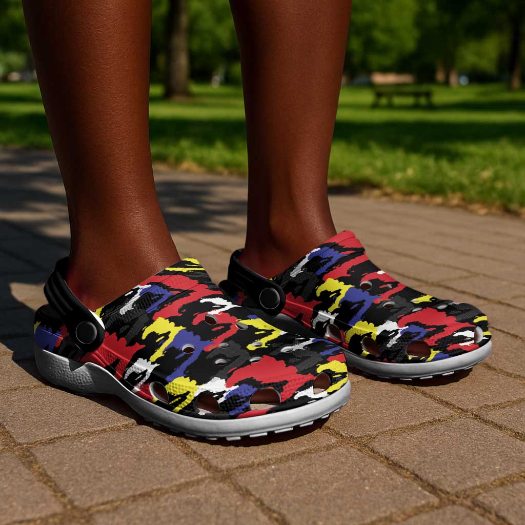 Haiti Map Camouflage Colorful Clogs Shoes - African Pride