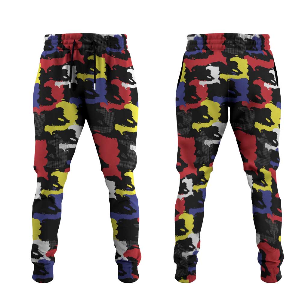Haiti Map Camouflage Colorful Jogger Pants - African Pride