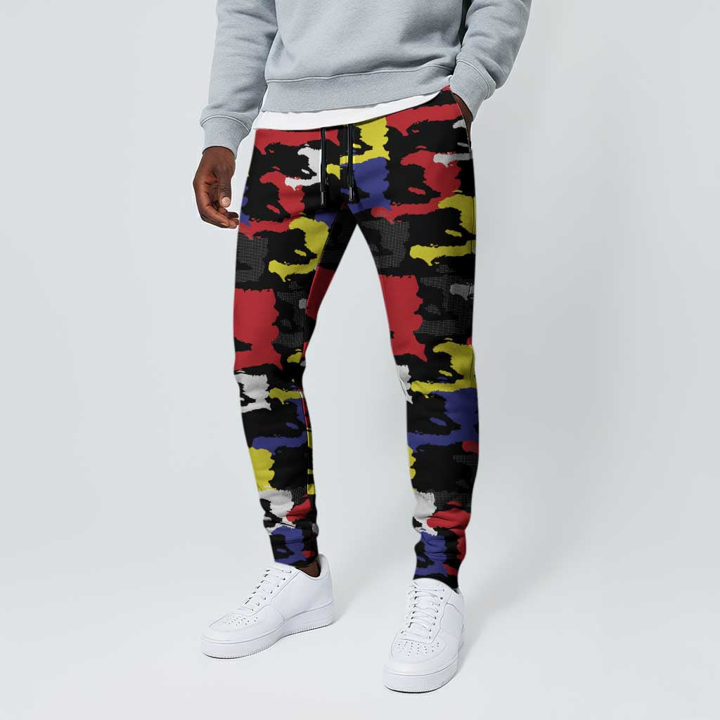 Haiti Map Camouflage Colorful Jogger Pants - African Pride