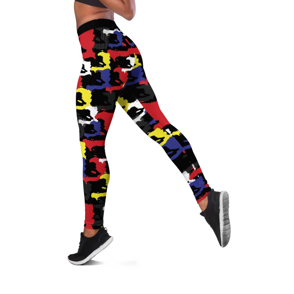 Haiti Map Camouflage Colorful Leggings - African Pride