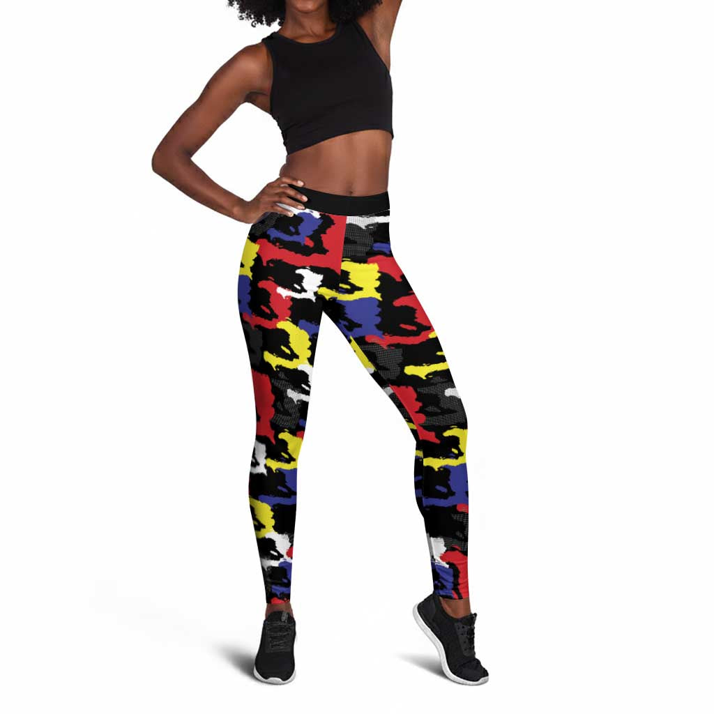 Haiti Map Camouflage Colorful Leggings - African Pride