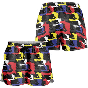 Haiti Map Camouflage Colorful Shorts for Women - African Pride