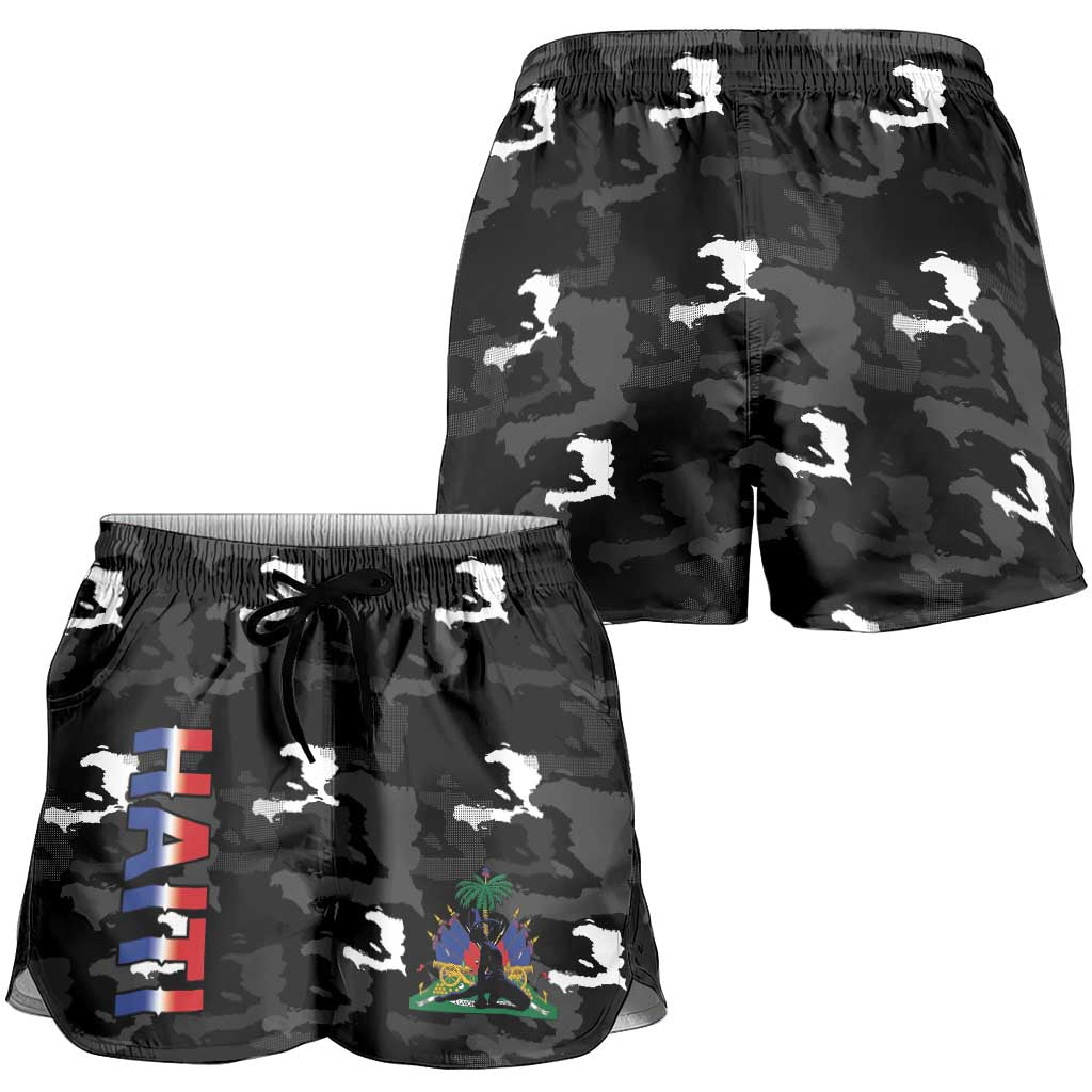Haiti Map Camouflage Shorts for Women Unique Style - African Pride