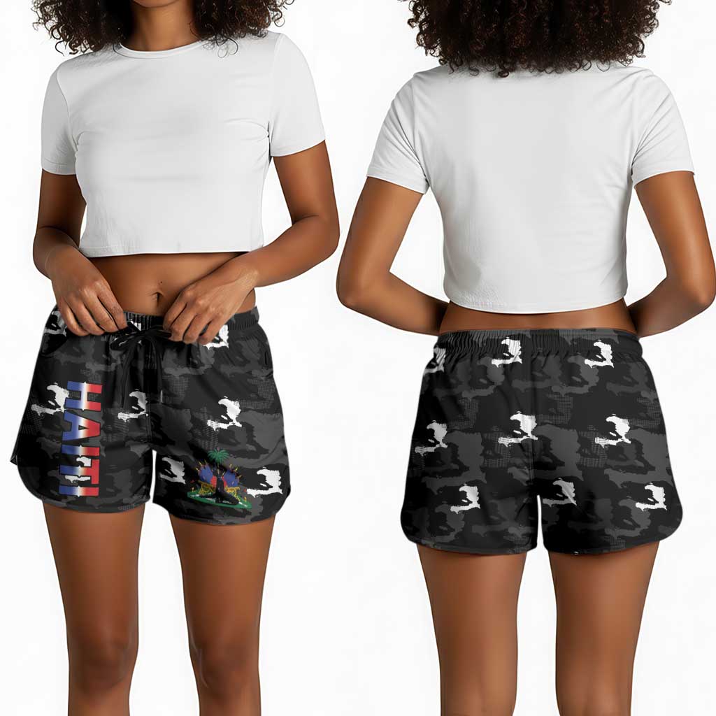 Haiti Map Camouflage Shorts for Women Unique Style - African Pride