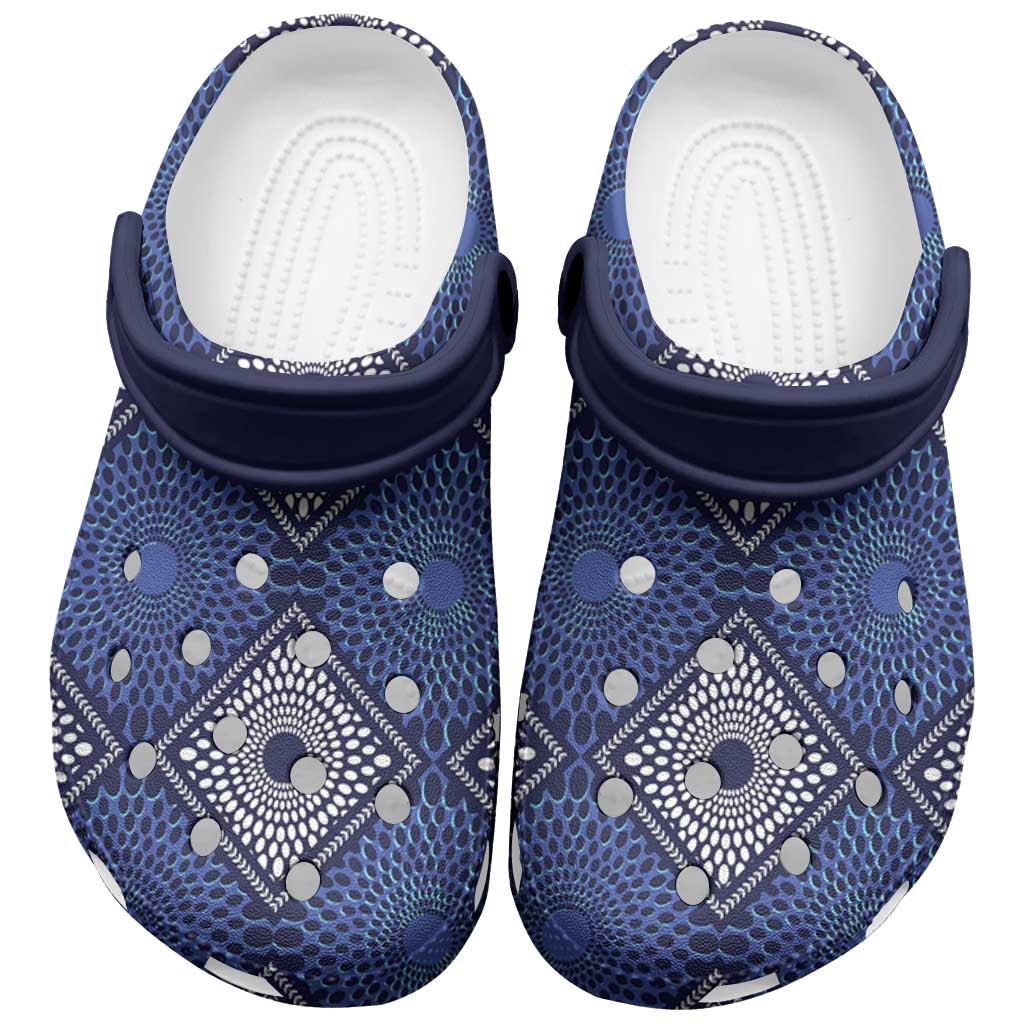 Indigo Diamond African Ankara Pattern Clogs Shoes