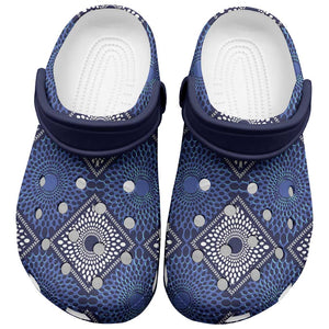 Indigo Diamond African Ankara Pattern Clogs Shoes
