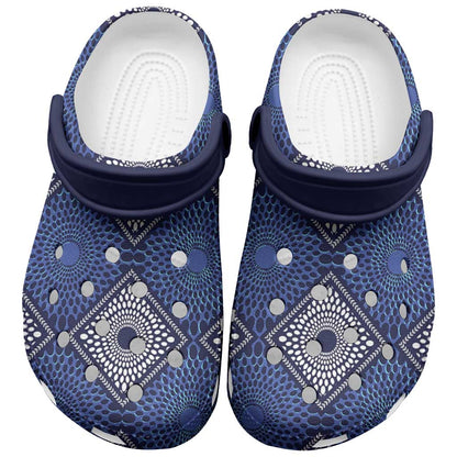 Indigo Diamond African Ankara Pattern Clogs Shoes