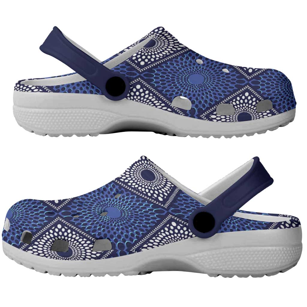 Indigo Diamond African Ankara Pattern Clogs Shoes