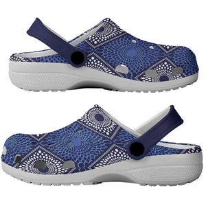 Indigo Diamond African Ankara Pattern Clogs Shoes