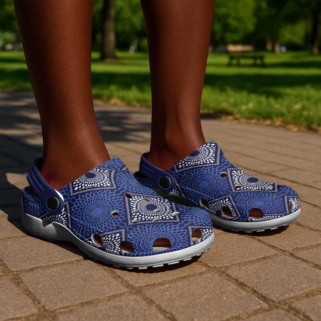 Indigo Diamond African Ankara Pattern Clogs Shoes