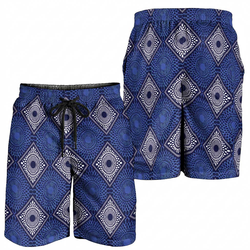Indigo Diamond African Ankara Pattern Shorts for Men