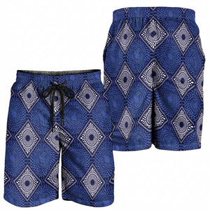 Indigo Diamond African Ankara Pattern Shorts for Men