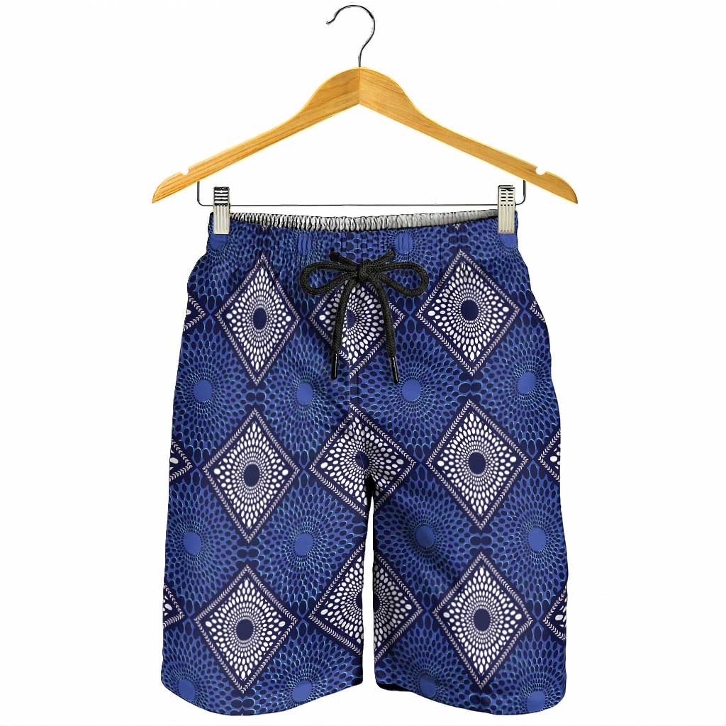 Indigo Diamond African Ankara Pattern Shorts for Men