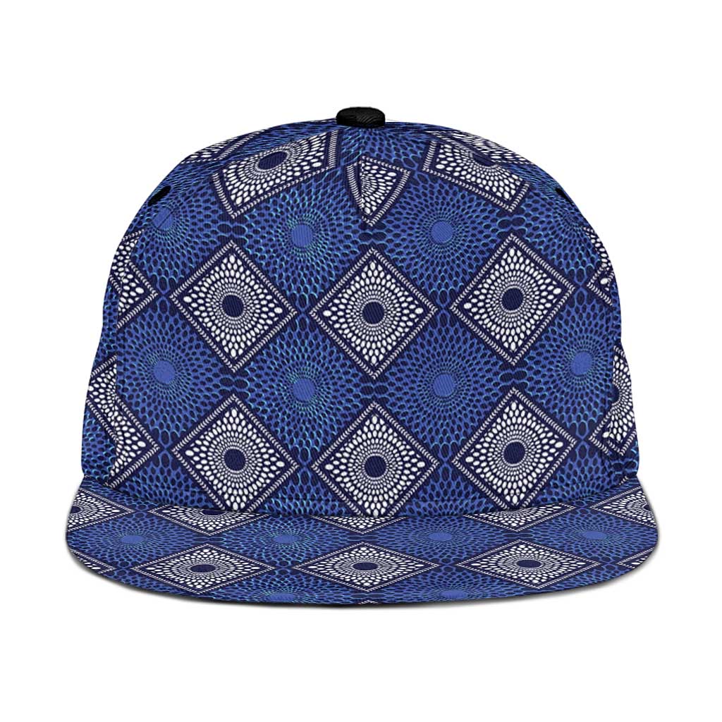 Indigo Diamond African Ankara Pattern Snapback Cap