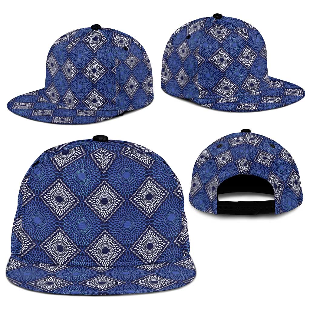 Indigo Diamond African Ankara Pattern Snapback Cap