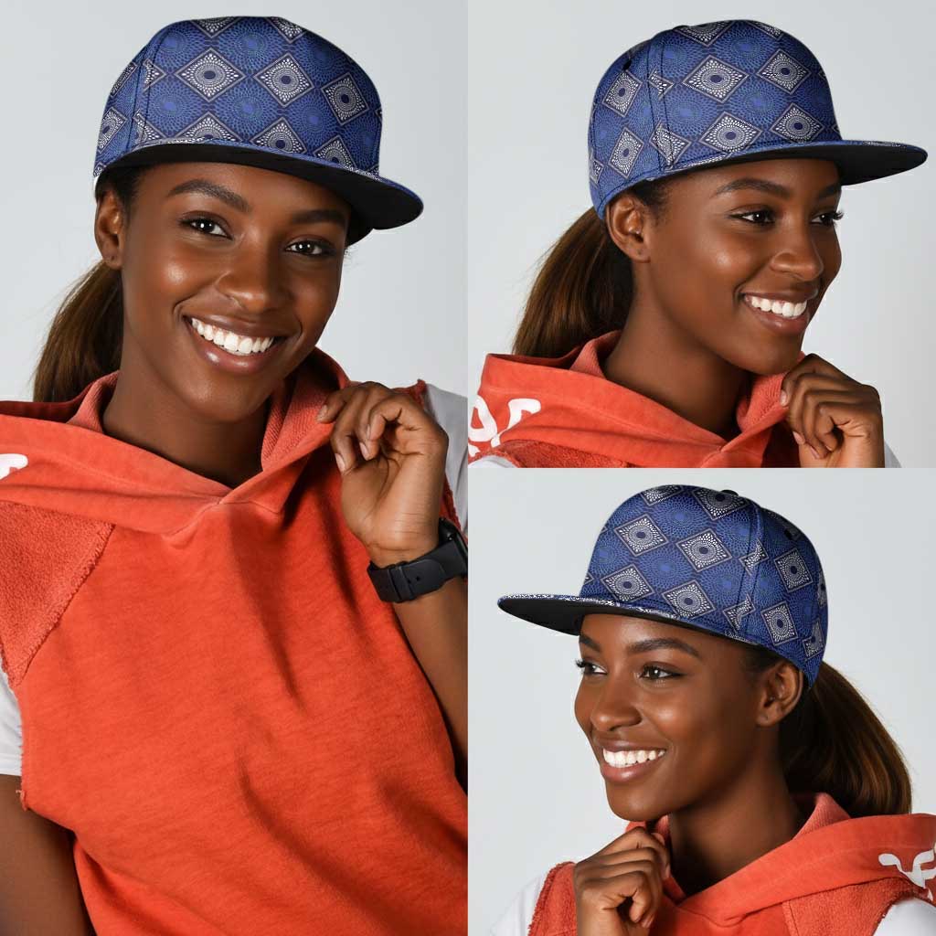 Indigo Diamond African Ankara Pattern Snapback Cap