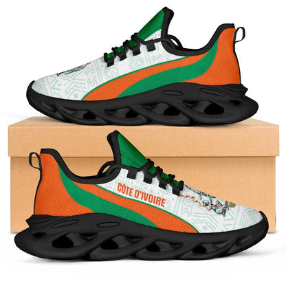 Ivory Coast 2026 Football Clunky Sneakers Les Elephants African Pattern Curve Stylized - African Pride