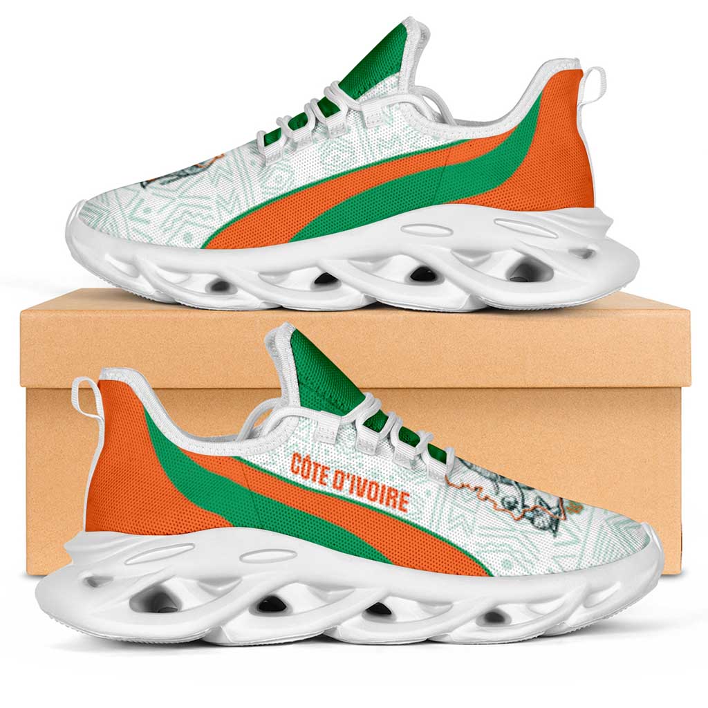 Ivory Coast 2026 Football Clunky Sneakers Les Elephants African Pattern Curve Stylized - African Pride