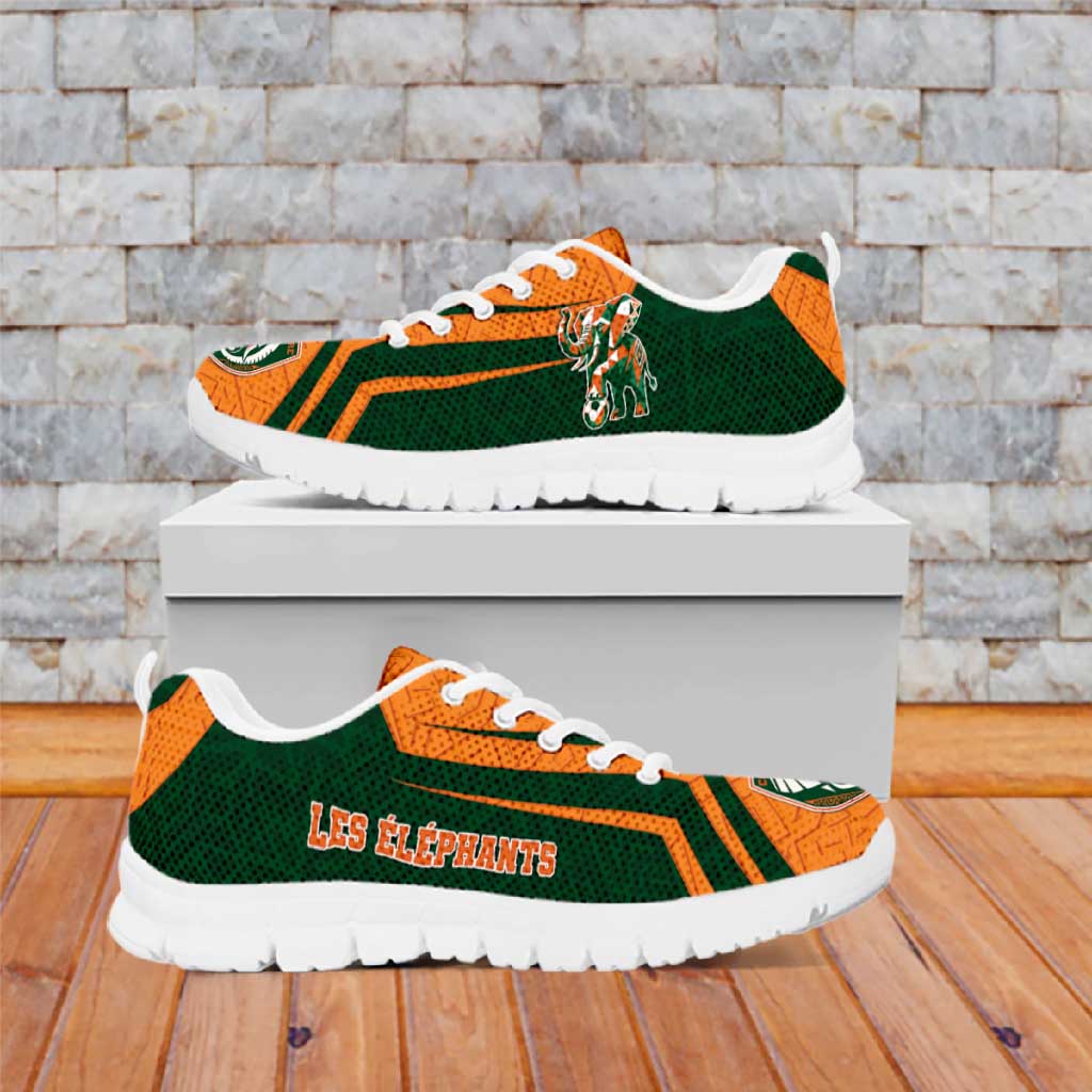 Ivory Coast Football Sneakers Elephant Geometric African Art Style