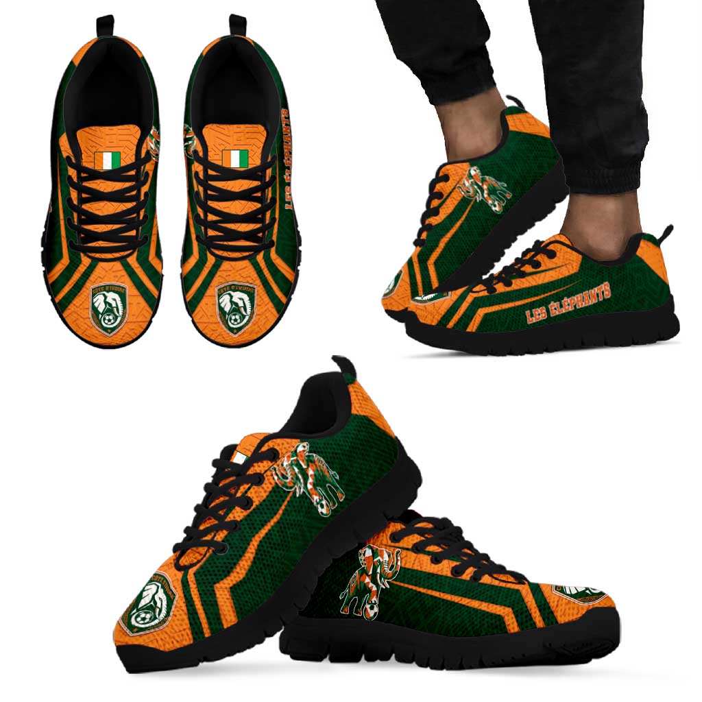 Ivory Coast Football Sneakers Elephant Geometric African Art Style