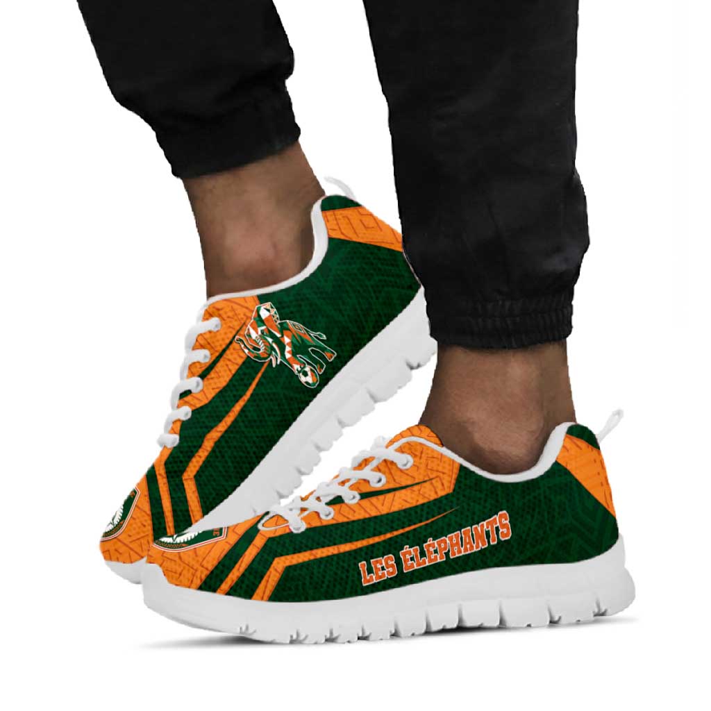 Ivory Coast Football Sneakers Elephant Geometric African Art Style