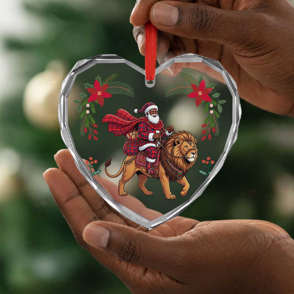 Kenya Christmas Glass Ornament Santa Lion