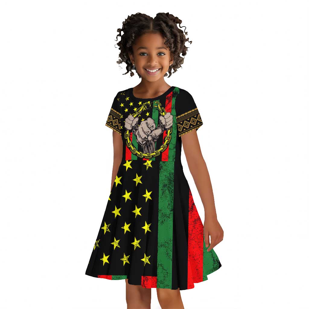 Juneteenth Celebration 2024 Kid Short Sleeve Dress Black History June 19