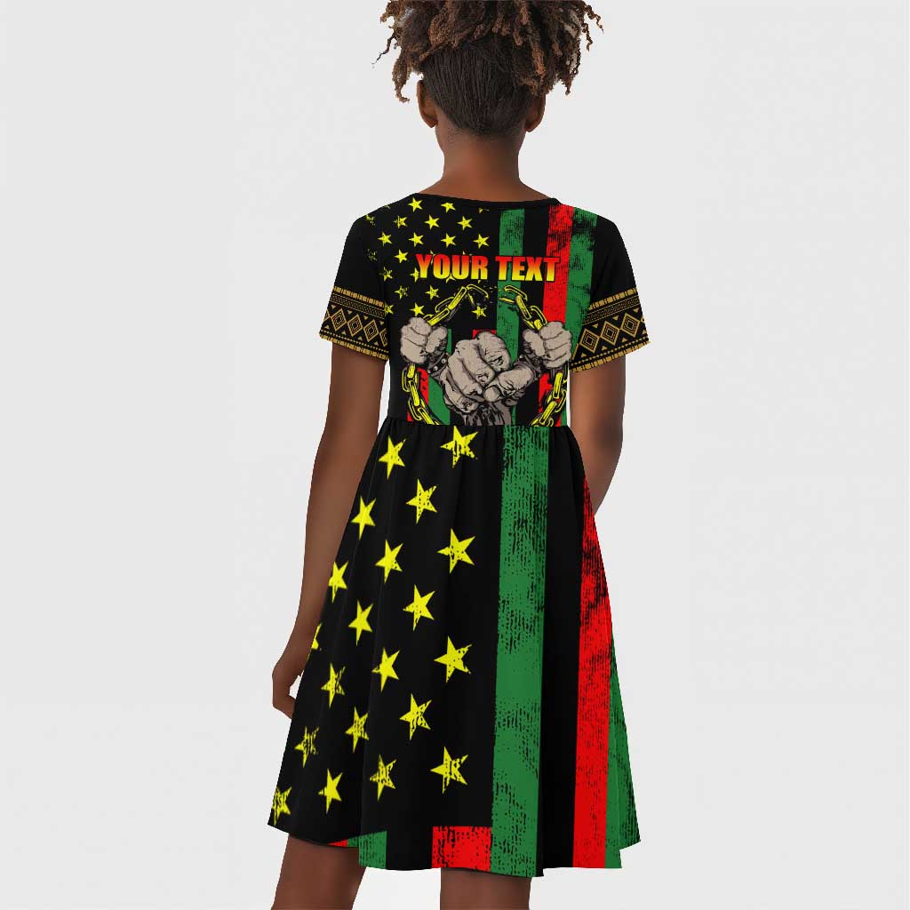 Juneteenth Celebration 2024 Kid Short Sleeve Dress Black History June 19