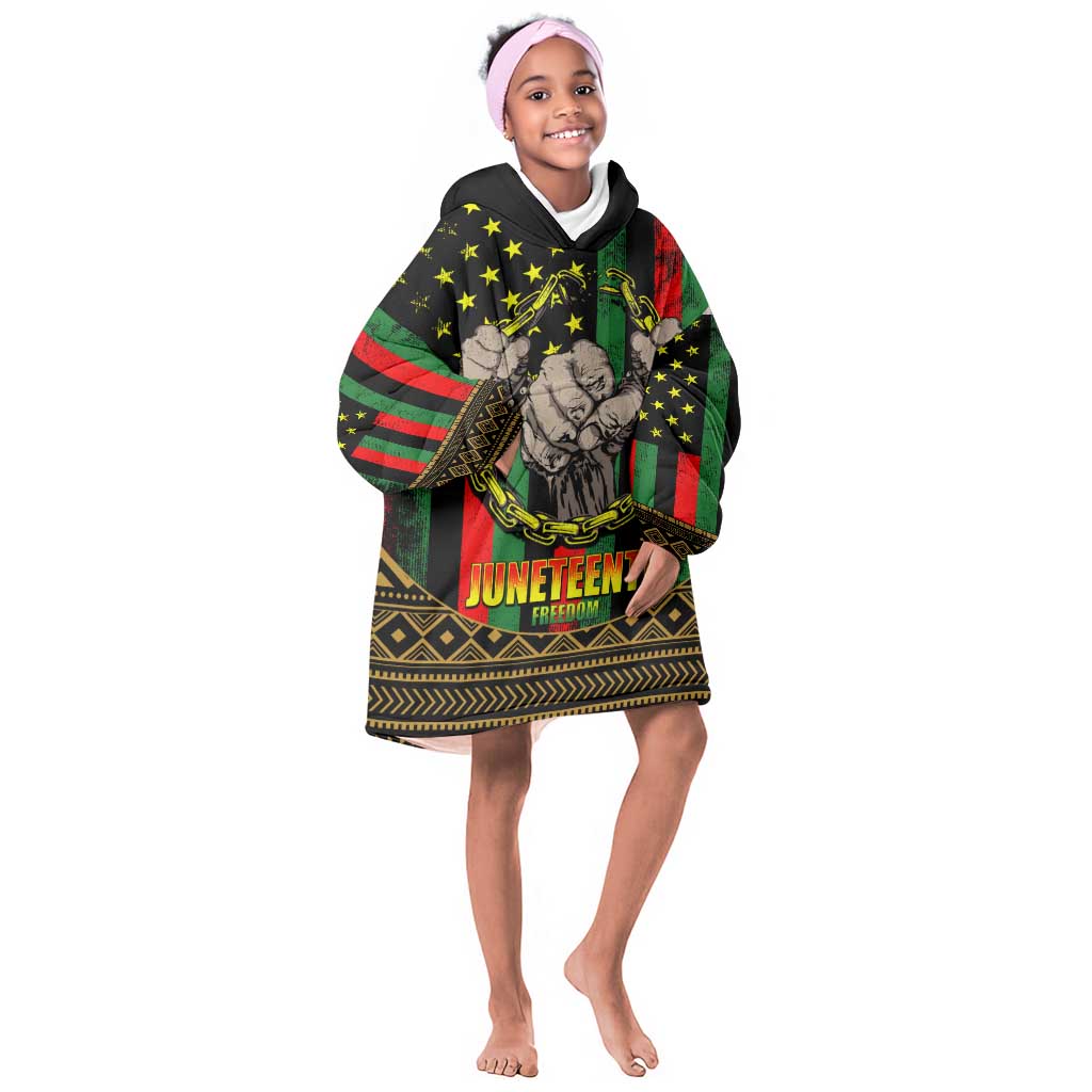 Juneteenth Celebration 2024 KId Wearable Blanket Hoodie Black History June 19