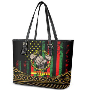 Juneteenth Celebration 2024 Leather Tote Bag Black History June 19