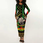Juneteenth Celebration 2024 Long Sleeve Bodycon Dress Black History June 19 LT01