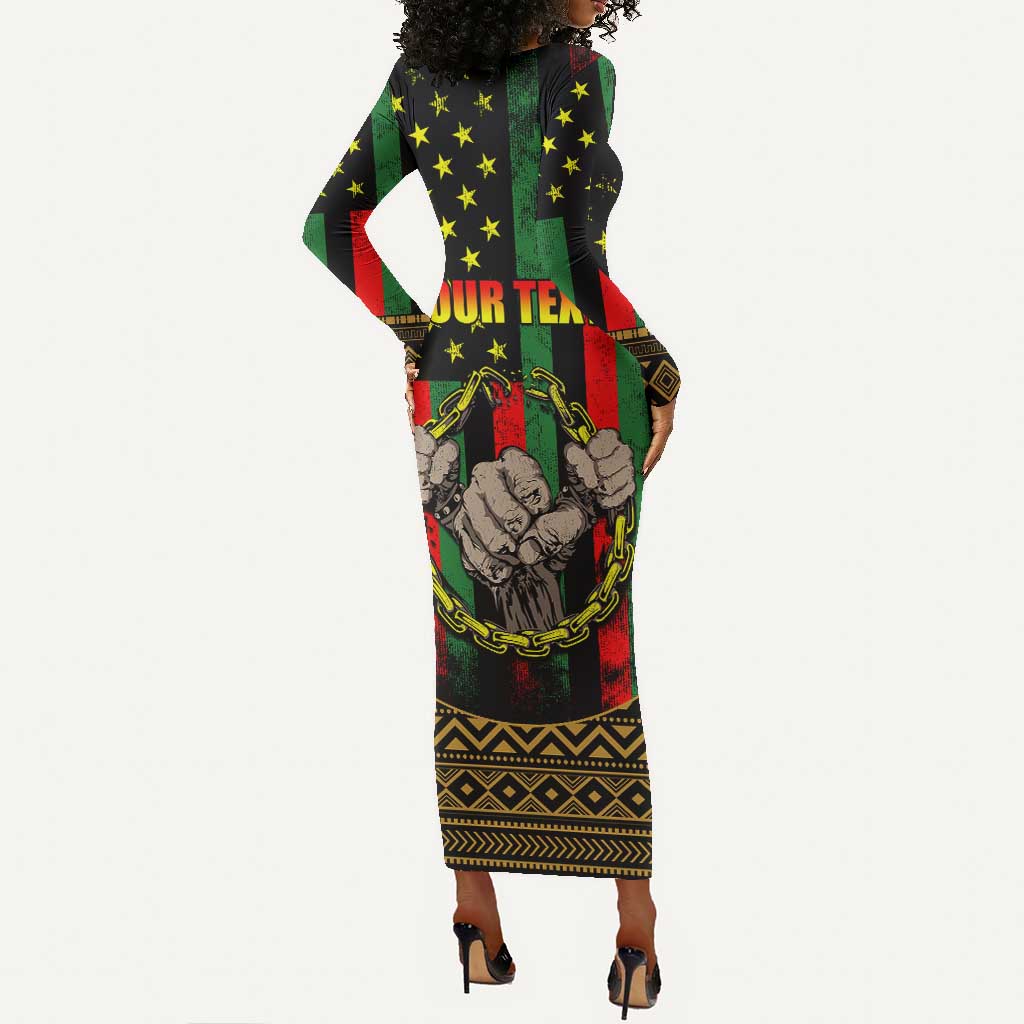 Juneteenth Celebration 2024 Long Sleeve Bodycon Dress Black History June 19 LT01