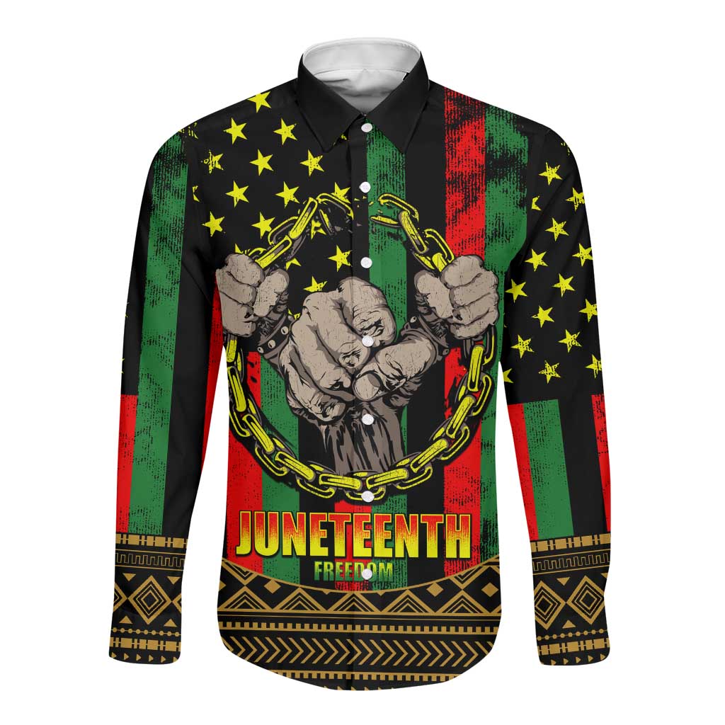 Juneteenth Celebration 2024 Long Sleeve Button Shirt Black History June 19