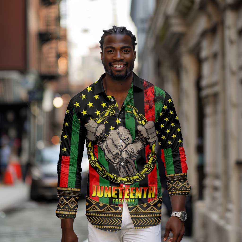 Juneteenth Celebration 2024 Long Sleeve Button Shirt Black History June 19