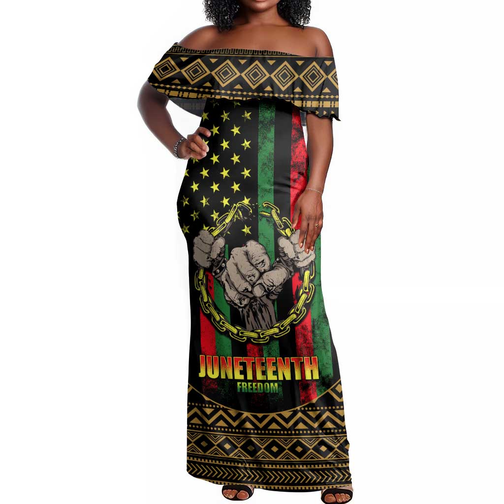 Juneteenth Celebration 2024 Off Shoulder Maxi Dress Black History June 19