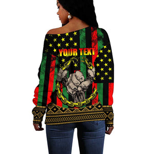 Juneteenth Celebration 2024 Off Shoulder Sweater Black History June 19