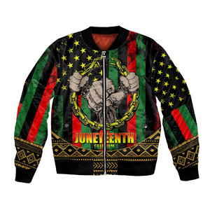 Juneteenth Celebration 2024 Sleeve Zip Bomber Jacket Black History June 19