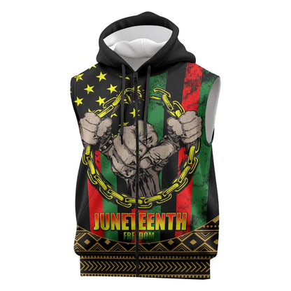 Juneteenth Celebration 2024 Sleeveless Zip Hoodie Black History June 19 - African Pride