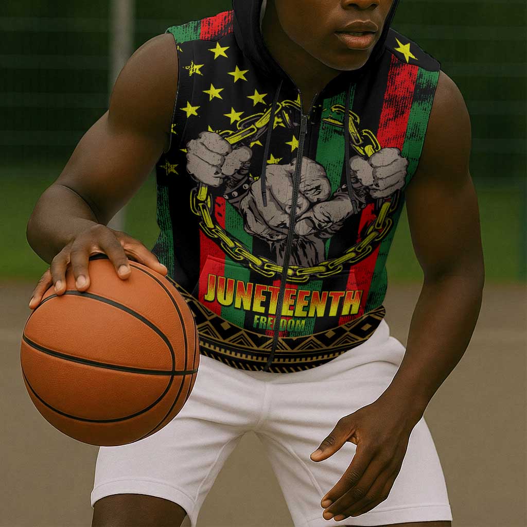 Juneteenth Celebration 2024 Sleeveless Zip Hoodie Black History June 19 - African Pride