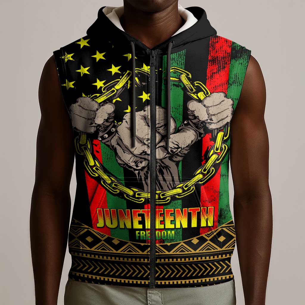 Juneteenth Celebration 2024 Sleeveless Zip Hoodie Black History June 19 - African Pride